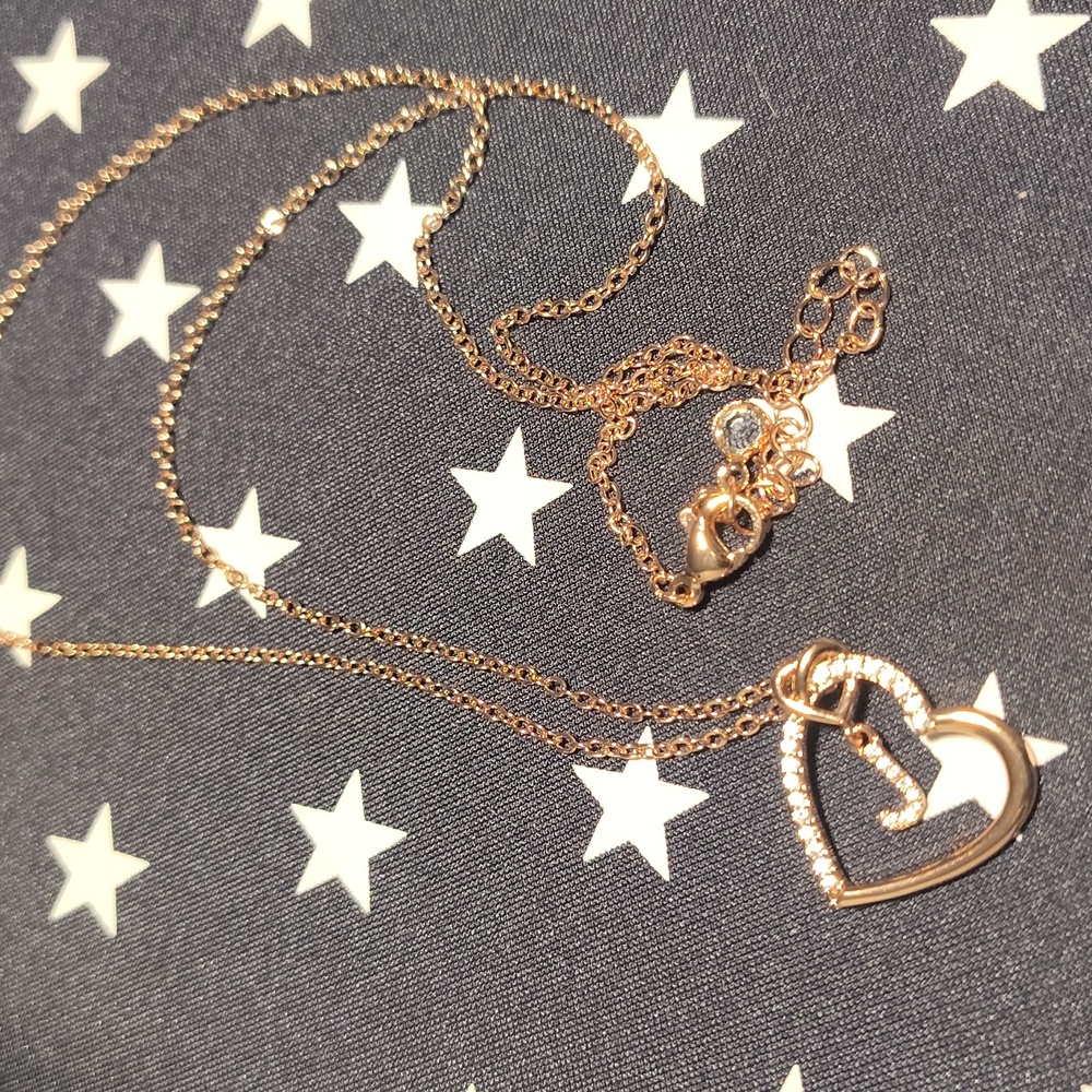 ELEGANT ROSE GOLD HEART WITH THE LETTER "J"   PENDANT NECKLACE - Picture 4 of 10